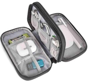 SaleOn 8.3X5 Inch Portable Storage Organizer Bag Usb Cable, Earphone, Power Bank, Mobile Charger, Hard Disk & Digital Gadgets With Mesh, Dual Zippers & Elastic Loops, Inside Color May Vary, grey